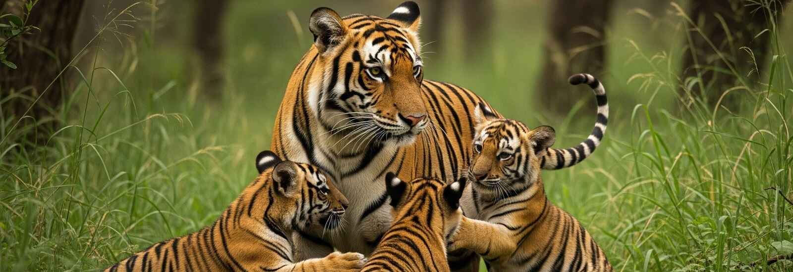 Tiger with their cubs at Kishanpur